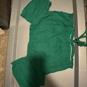 SHEIN Green Textured Blouse